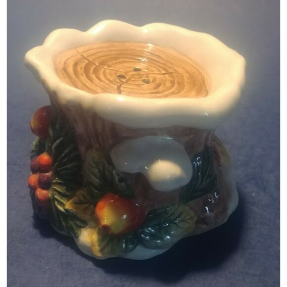 Rare Vintage 1996 Fitz & Floyd Christmas Tree stump Holiday Salt Shaker single - Picture 3 of 10